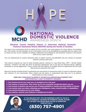 maverick county hospital district is observing national domestic violence awareness month ndvam during the month of october 62d154ba5eb7e