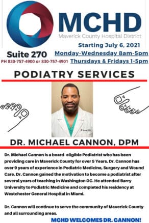 podiatrist dr michael cannon joins maverick county hospital district 62d151dfef903